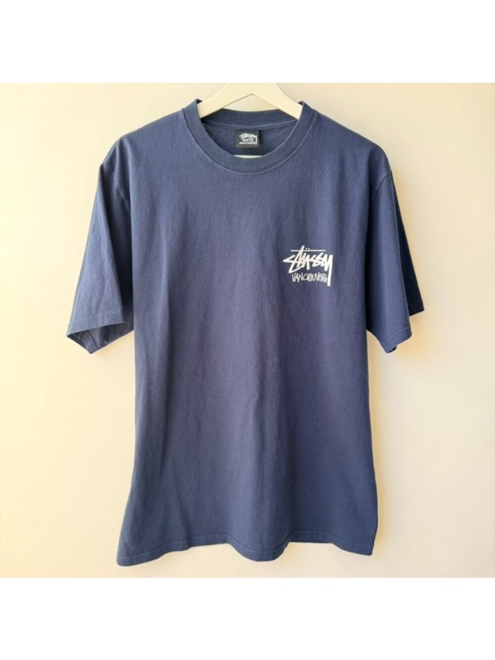 Stüssy Vancouver Chapter T-Shirt Men’s Navy Blue Graphic Tee Size M